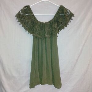 Hippie Laundry Olive Crochet Neck Blouse